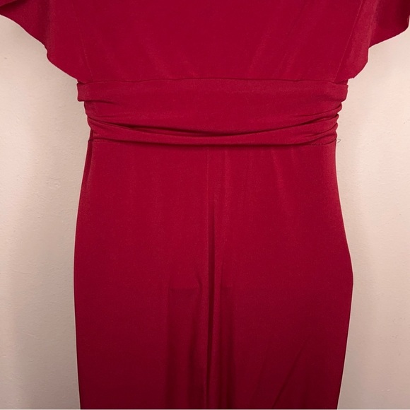 Size 4 En Focus Studio Red Y2K Era Dress Ruched Drape Style Event Party Stretch - Picture 8 of 13